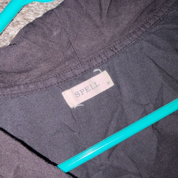 Spell Black Ruffle Lace Trim Mini Dress Size M Boho Byron Bay - Picture 5 of 7